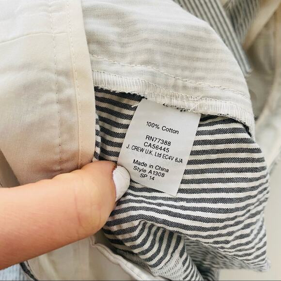 J CREW Blue White Seersucker Striped Cropped Slim Straight Leg Pants Trousers 8 - Picture 7 of 7